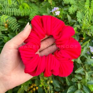 Blush Red Pleated Scrunchie