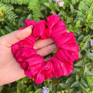 Hot Pink Pleated Scrunchie