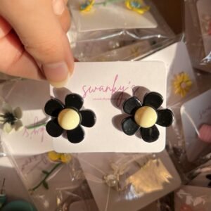 Black Flora Studs