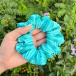 Turquoise Pleated Scrunchie