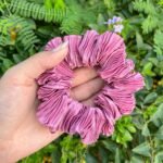 Pink Pleated Scrunchie