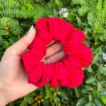 Red Pleated Scrunchie